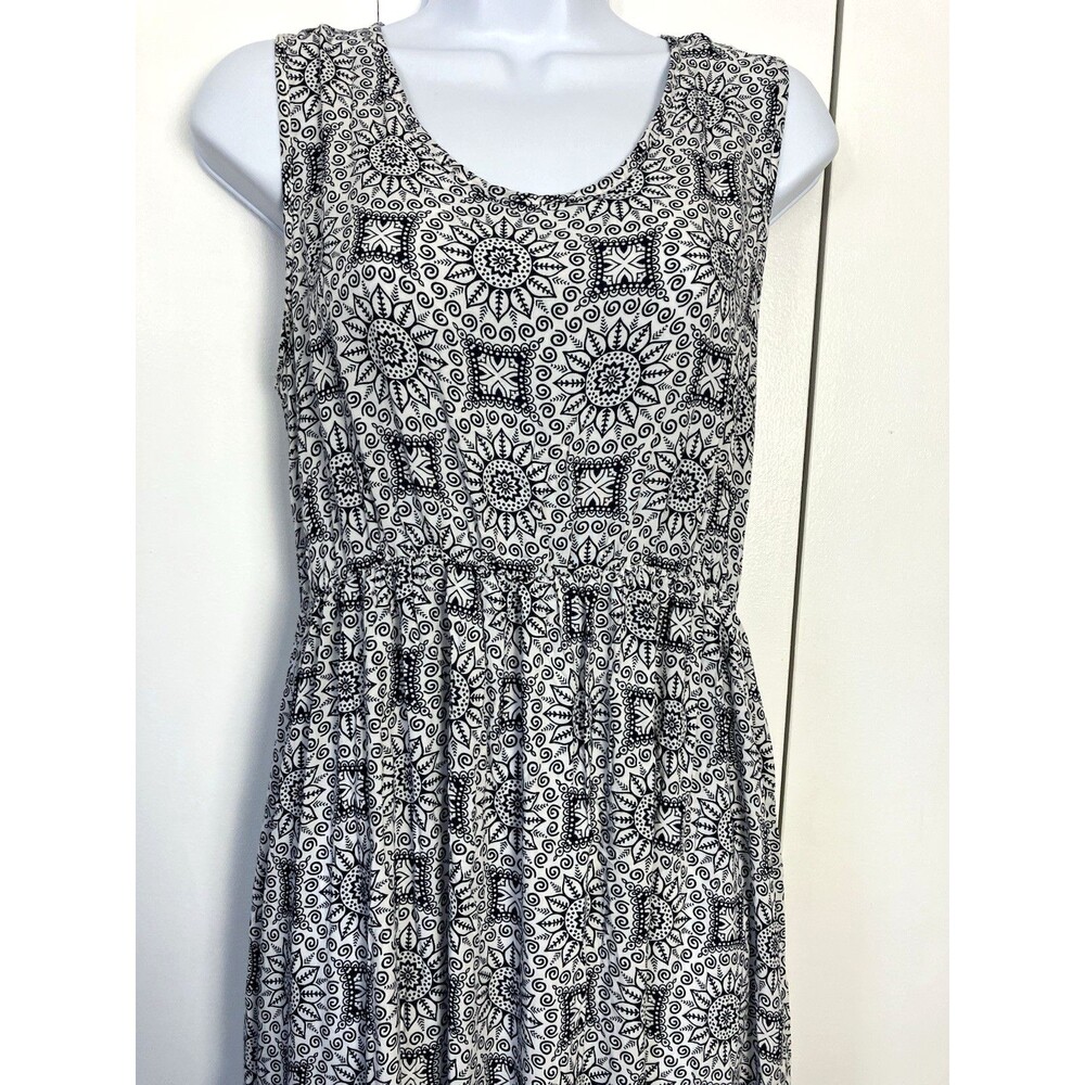 5th & Love Womens Sleeveless Flowing Flowery Dress Blue/White Sz Lrg